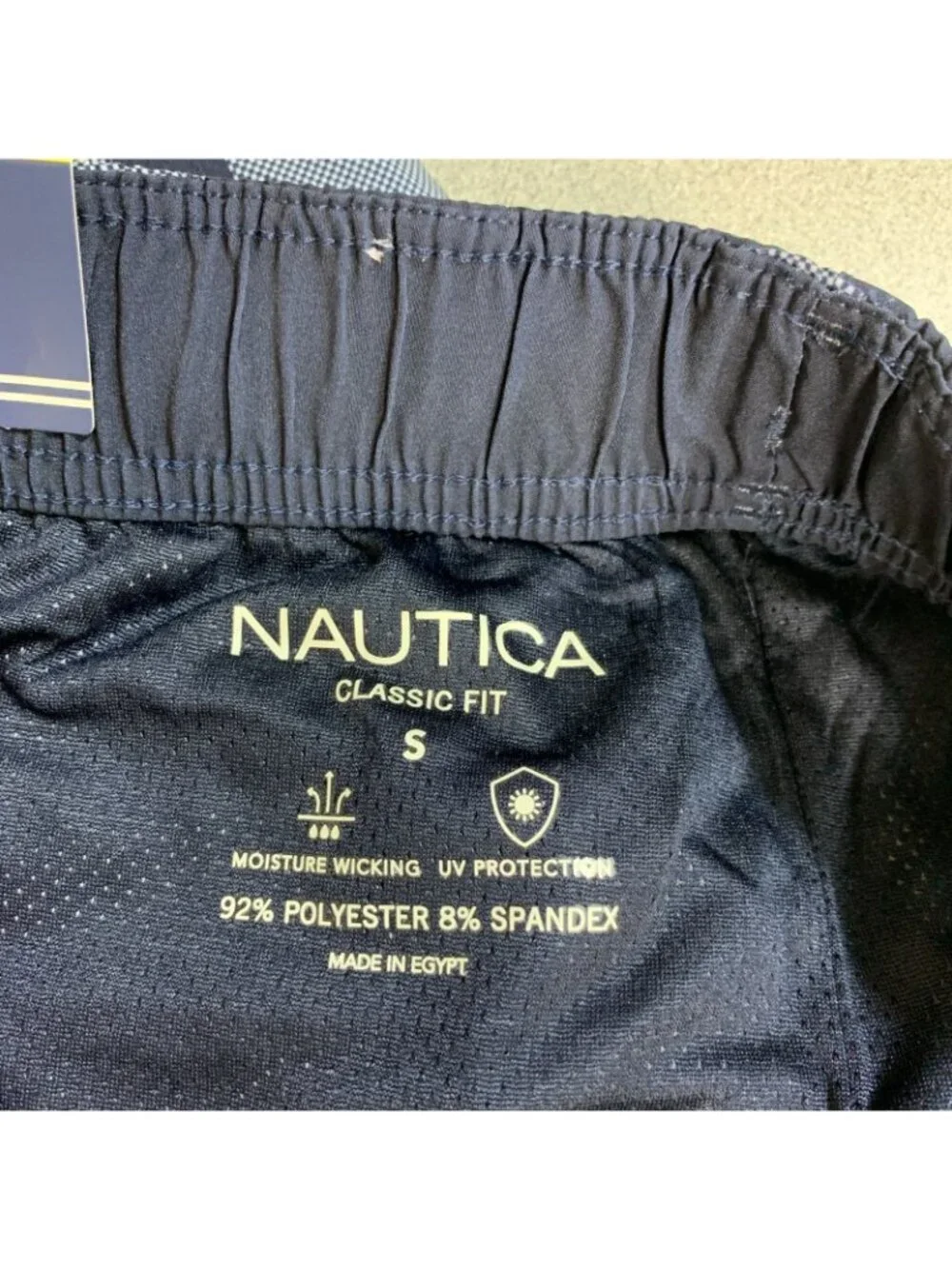 NWT Nautica Men's S Blue Classic Fit Swim Trunks With UPF Protection & Quick-Dry